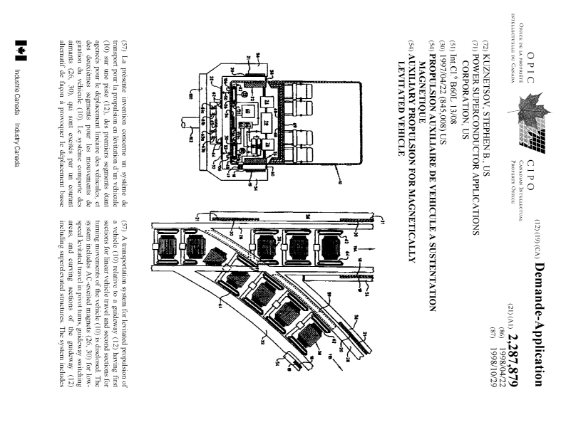 Document de brevet canadien 2287879. Page couverture 19991216. Image 1 de 2