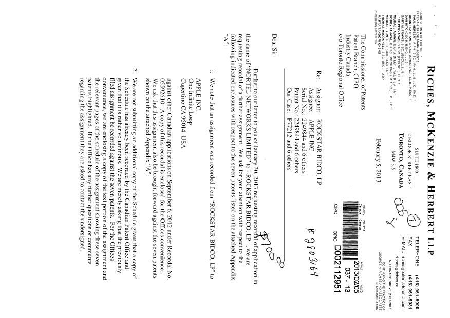 Document de brevet canadien 2288020. Cession 20130205. Image 1 de 15