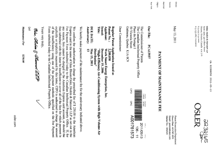 Document de brevet canadien 2288050. Taxes 20110513. Image 1 de 1