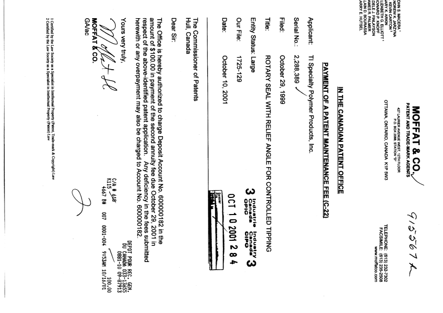 Document de brevet canadien 2288389. Taxes 20011010. Image 1 de 1