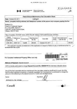 Document de brevet canadien 2288389. Taxes 20111020. Image 1 de 1