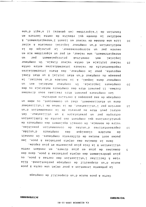 Canadian Patent Document 2288938. Description 19991101. Image 1 of 17