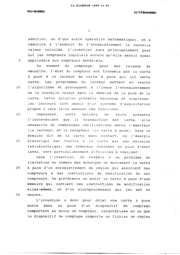 Document de brevet canadien 2288938. Description 19991101. Image 2 de 17