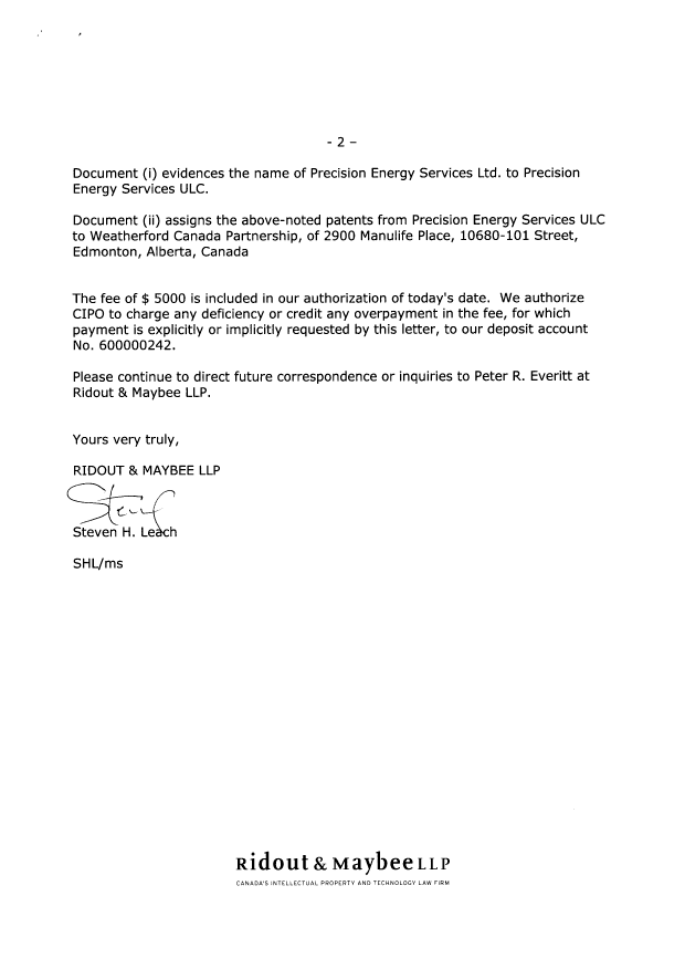 Document de brevet canadien 2289147. Cession 20061002. Image 2 de 23