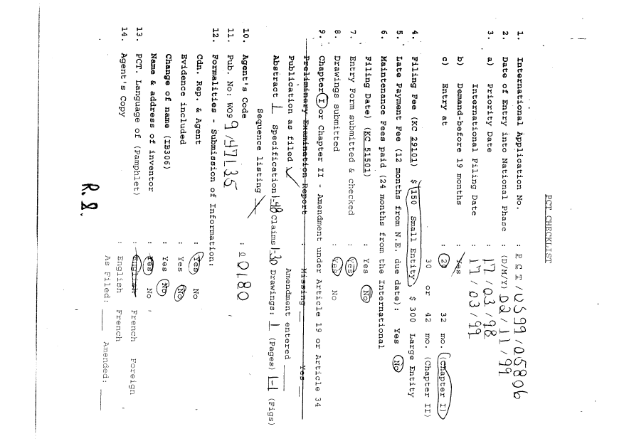 Document de brevet canadien 2289648. PCT 19991102. Image 1 de 2