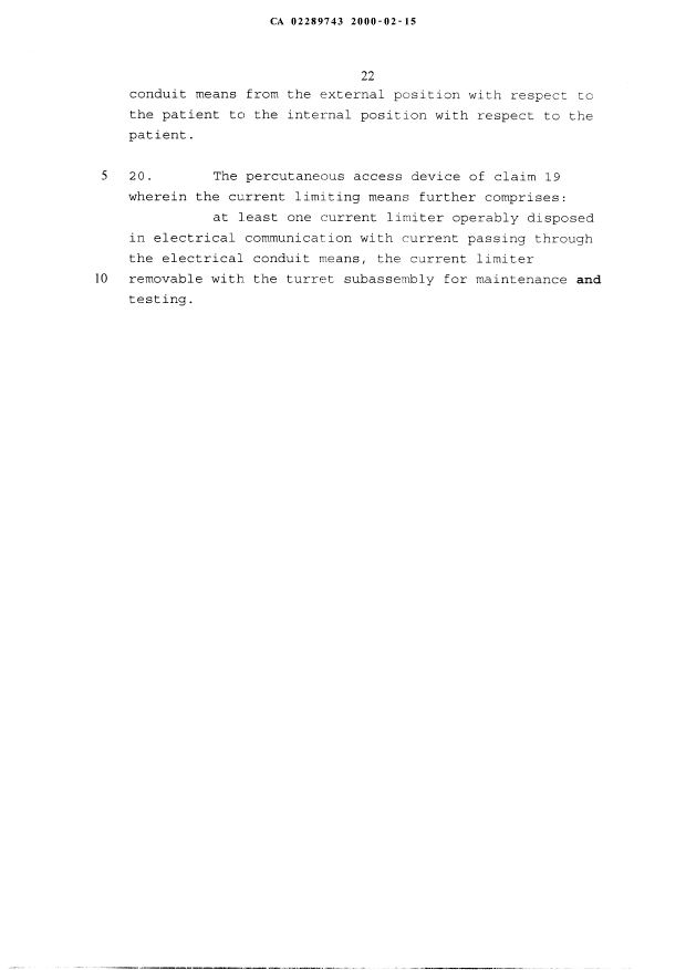 Document de brevet canadien 2289743. Revendications 20000215. Image 9 de 9