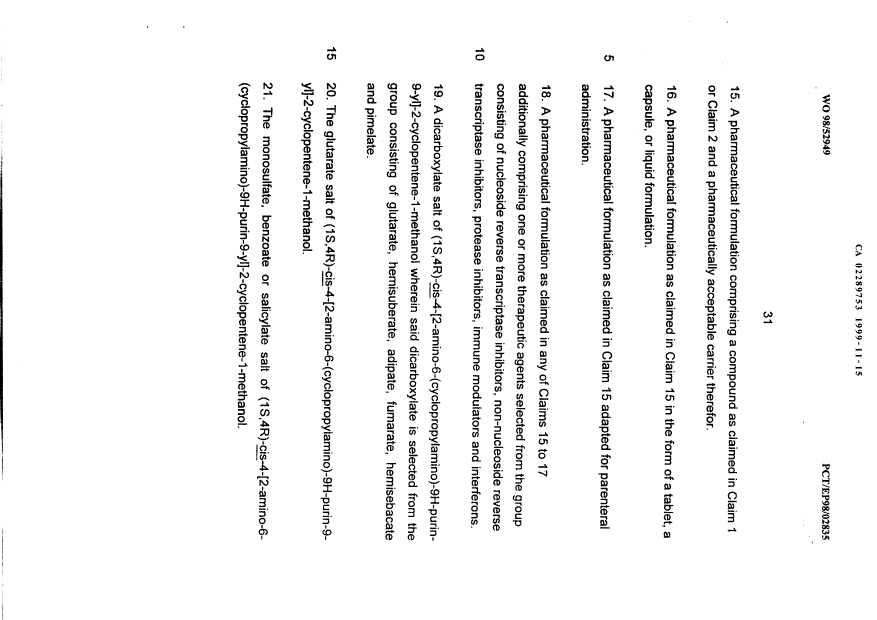 Document de brevet canadien 2289753. Revendications 19981215. Image 3 de 3