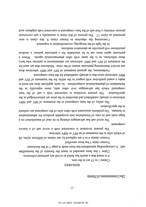 Document de brevet canadien 2289753. Poursuite-Amendment 20041220. Image 2 de 21