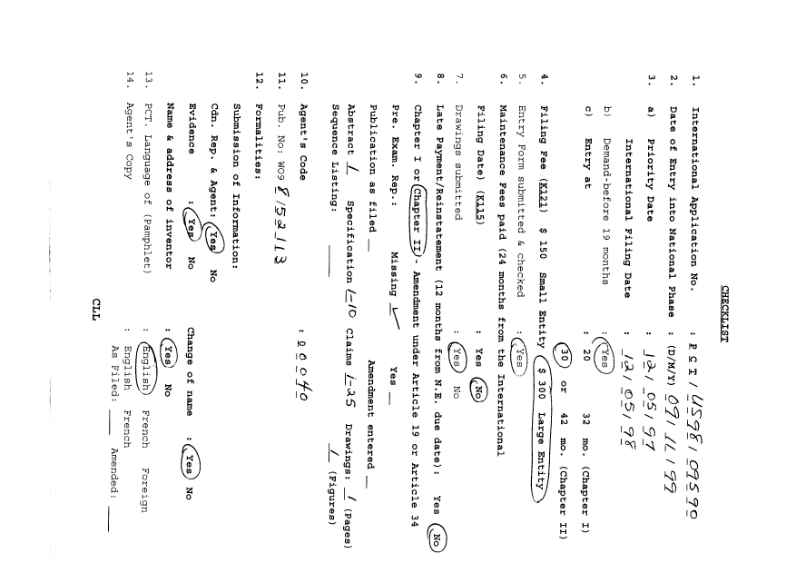Document de brevet canadien 2289940. PCT 19981209. Image 1 de 3