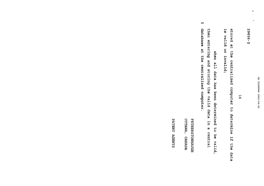 Document de brevet canadien 2289940. Poursuite-Amendment 20011225. Image 4 de 4