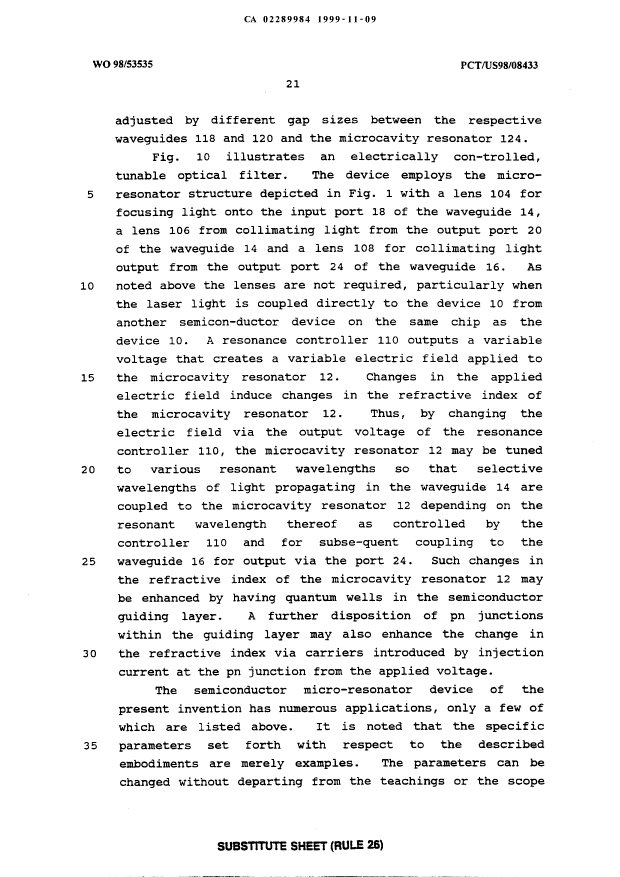 Canadian Patent Document 2289984. Description 19991109. Image 21 of 22