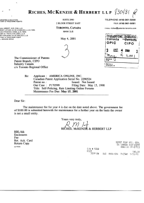 Document de brevet canadien 2290524. Taxes 20010504. Image 1 de 1