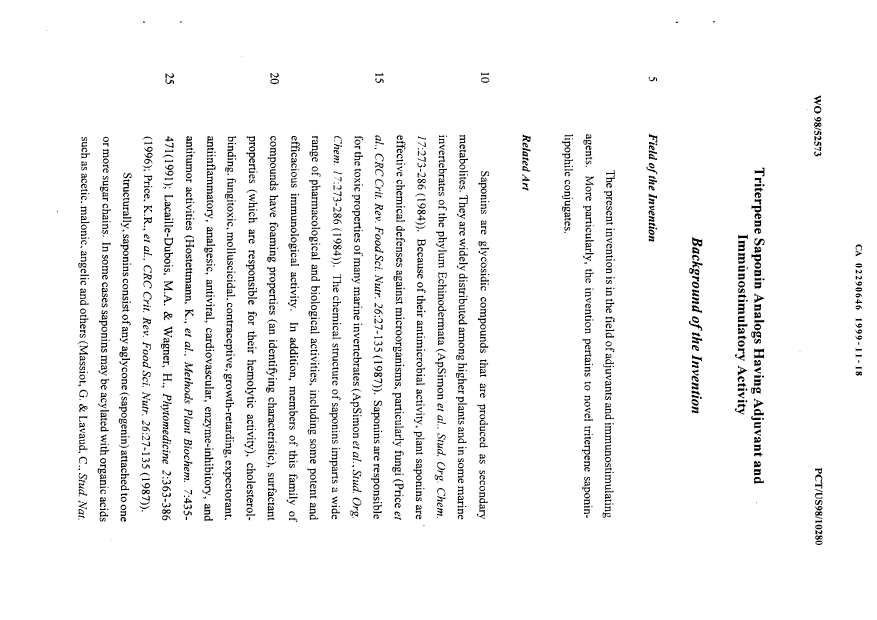 Document de brevet canadien 2290646. Description 19991118. Image 1 de 61
