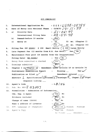 Document de brevet canadien 2291179. PCT 19991119. Image 1 de 11