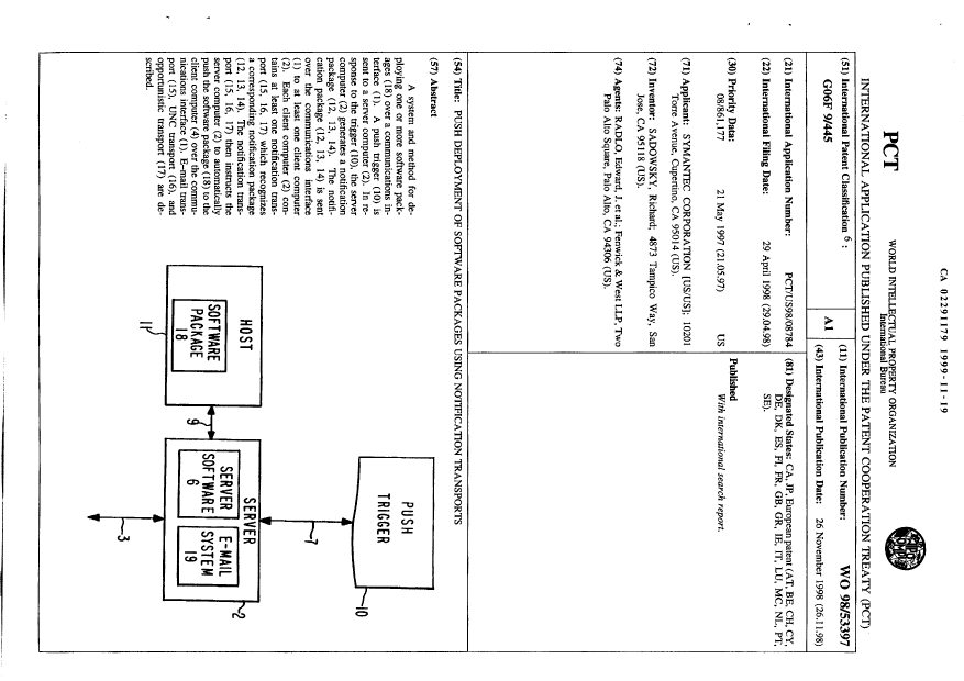 Document de brevet canadien 2291179. Abrégé 19991119. Image 1 de 1