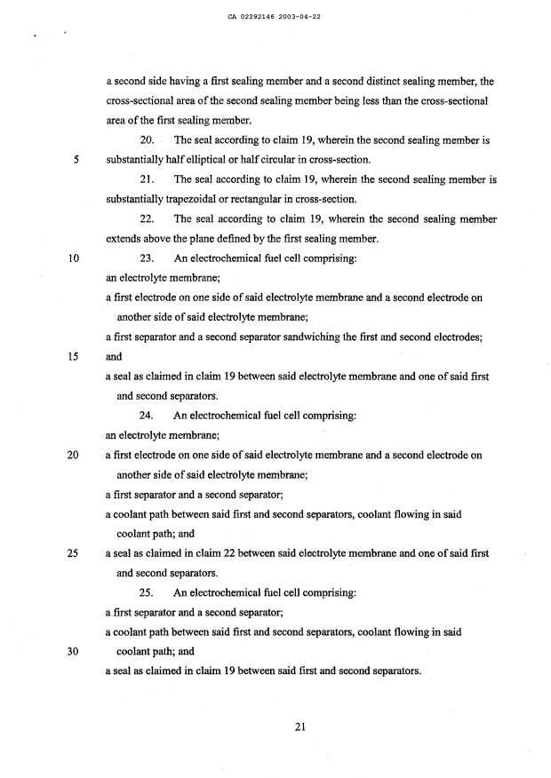 Document de brevet canadien 2292146. Poursuite-Amendment 20021222. Image 4 de 5