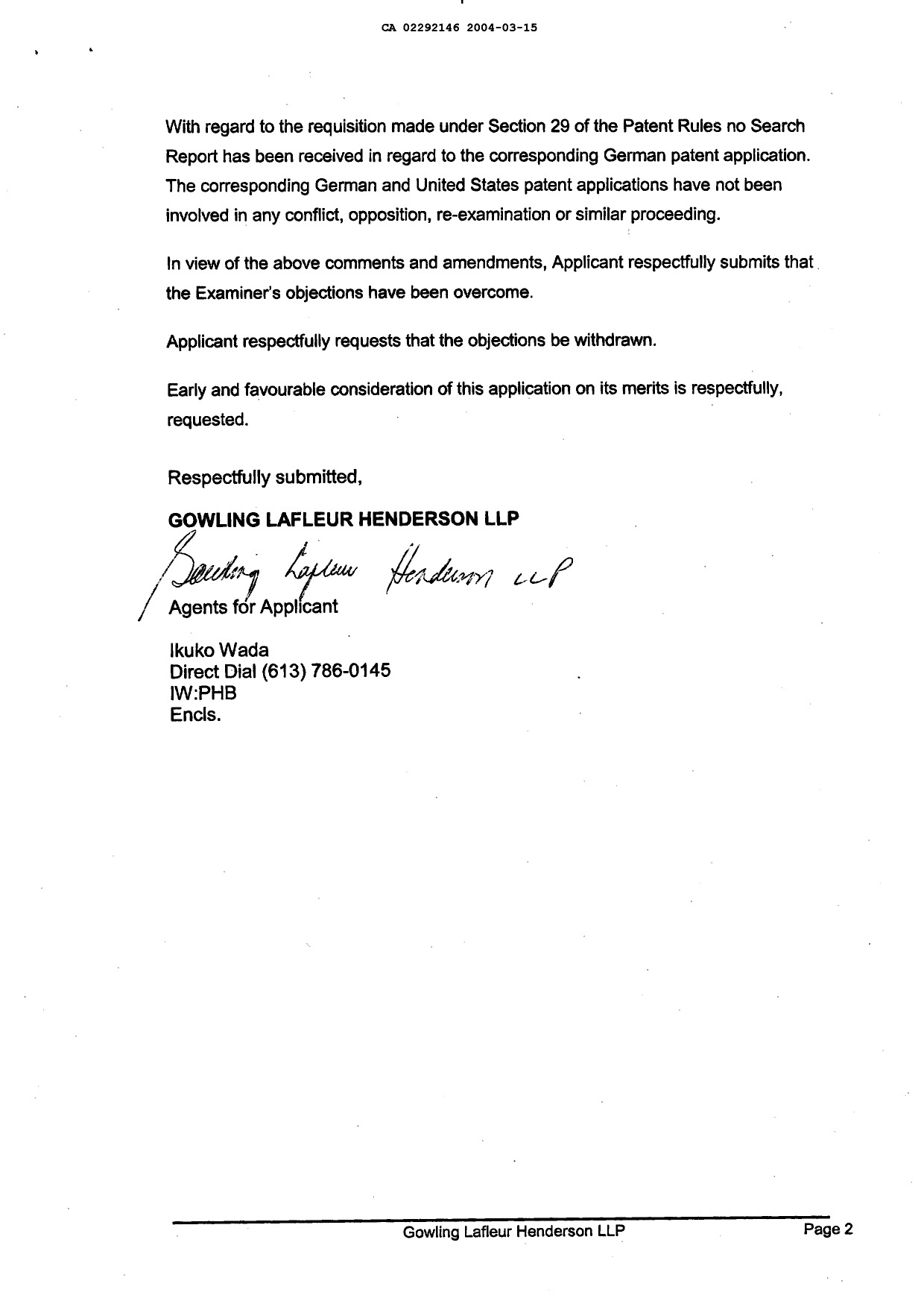 Document de brevet canadien 2292146. Poursuite-Amendment 20031215. Image 2 de 7