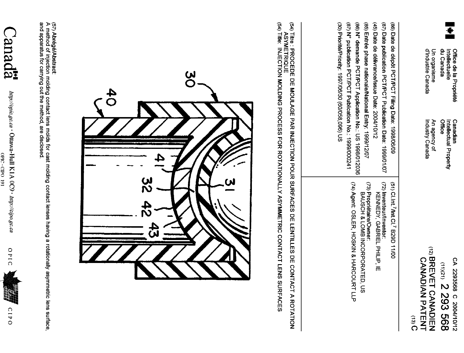 Canadian Patent Document 2293568. Cover Page 20040916. Image 1 of 1