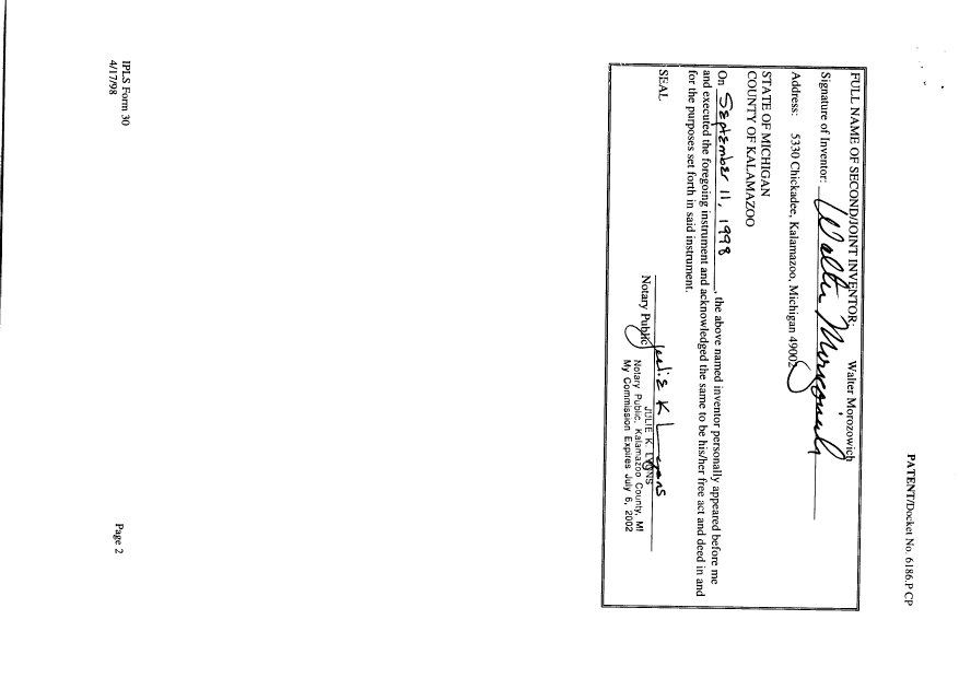 Document de brevet canadien 2294031. Cession 19991214. Image 6 de 6