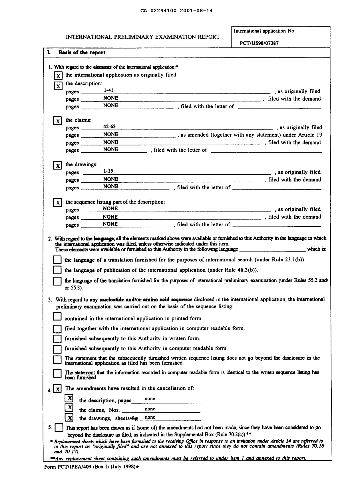 Canadian Patent Document 2294100. PCT 20010814. Image 2 of 5