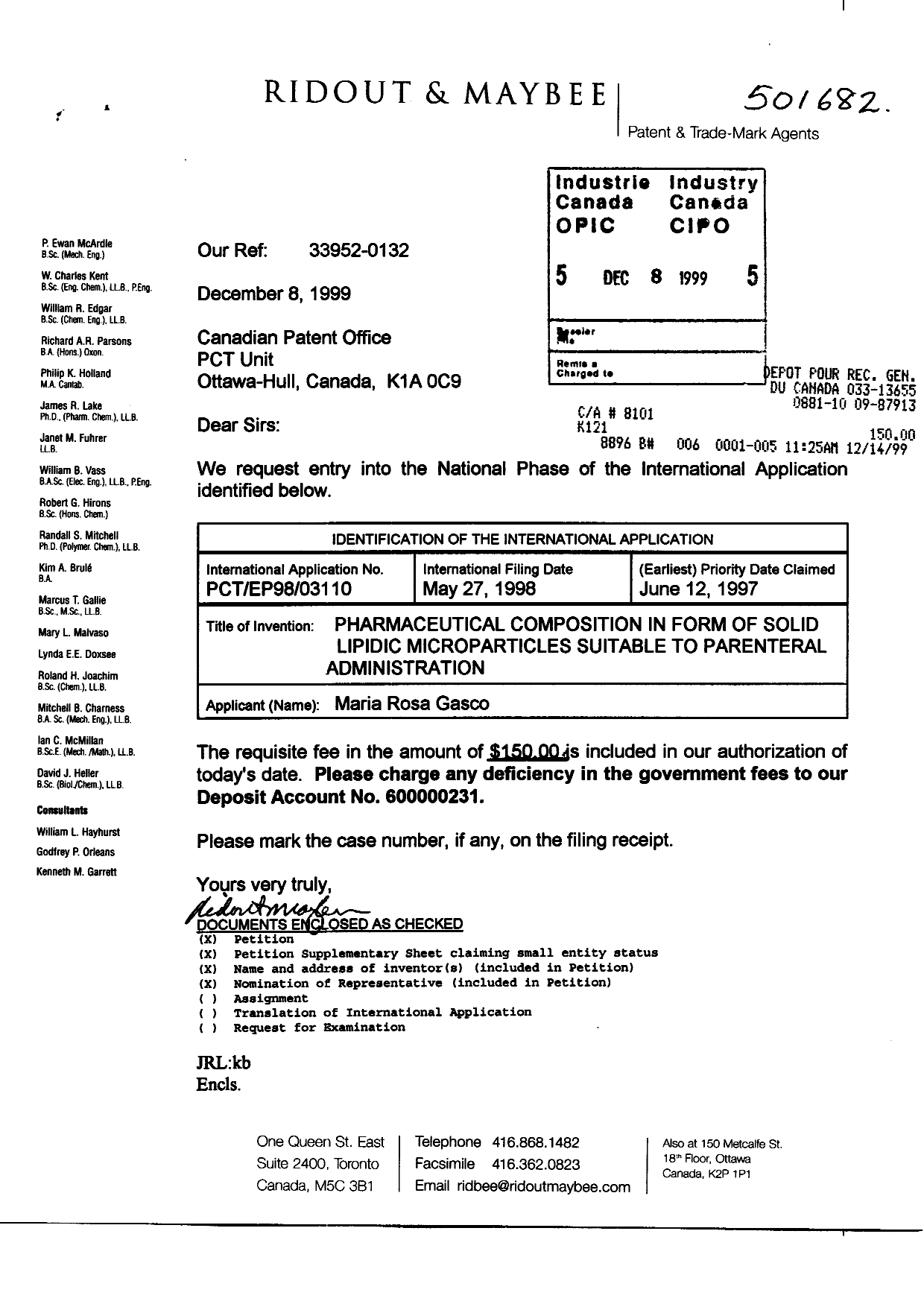 Document de brevet canadien 2294172. Cession 19991208. Image 1 de 3