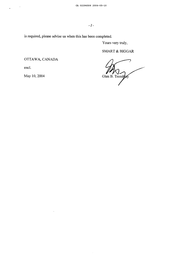 Document de brevet canadien 2294506. Poursuite-Amendment 20040510. Image 2 de 6