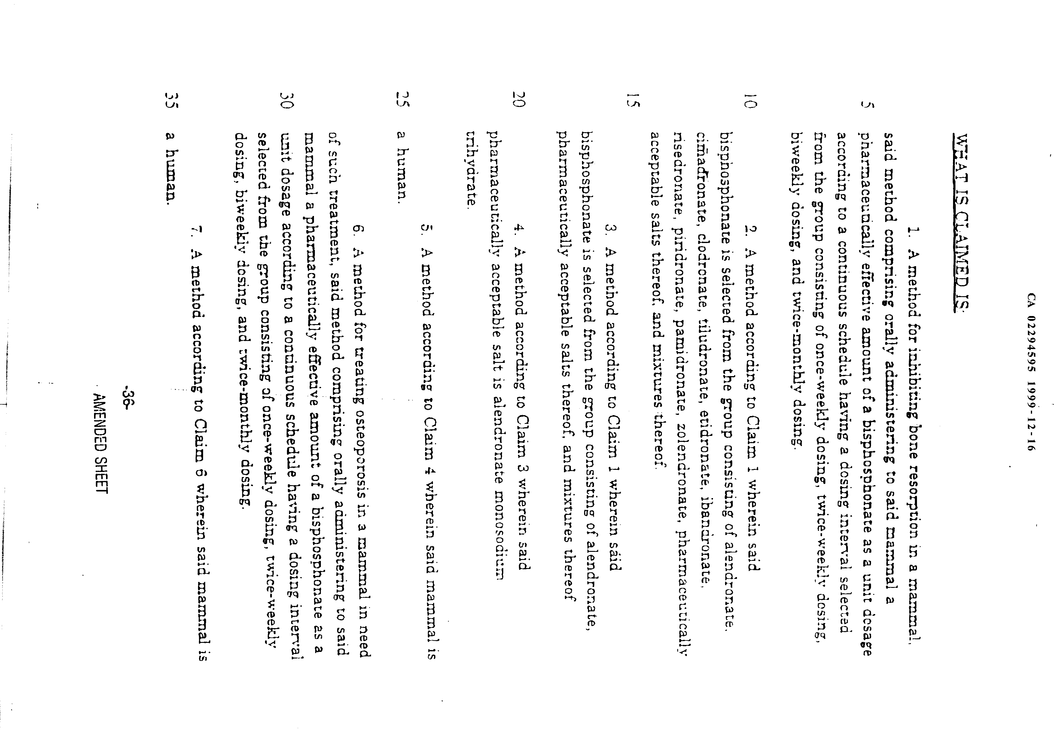 Canadian Patent Document 2294595. Claims 19981216. Image 1 of 8