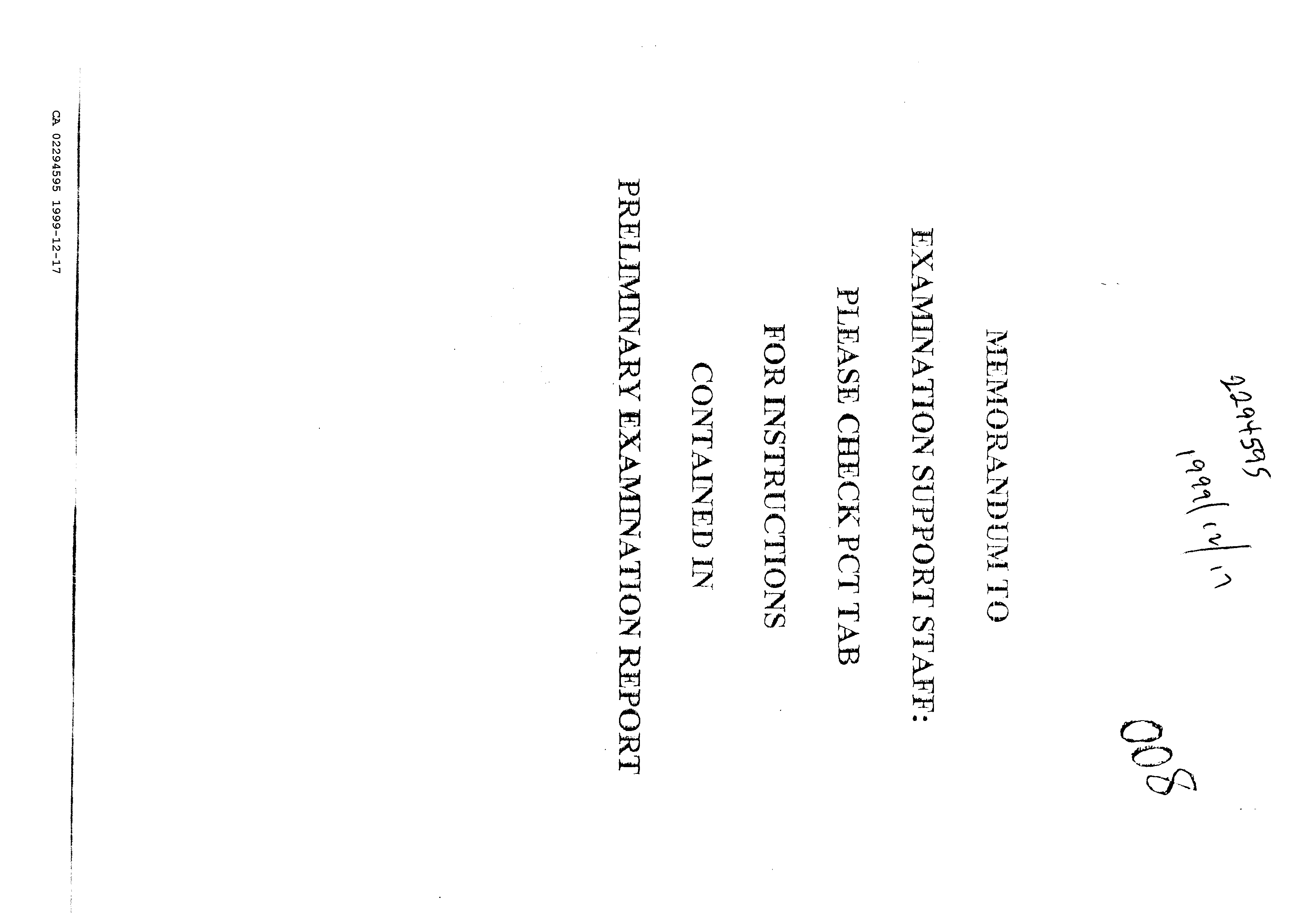 Canadian Patent Document 2294595. Prosecution-Amendment 19981217. Image 1 of 9