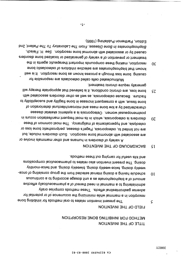 Document de brevet canadien 2294595. Description 19991202. Image 1 de 32