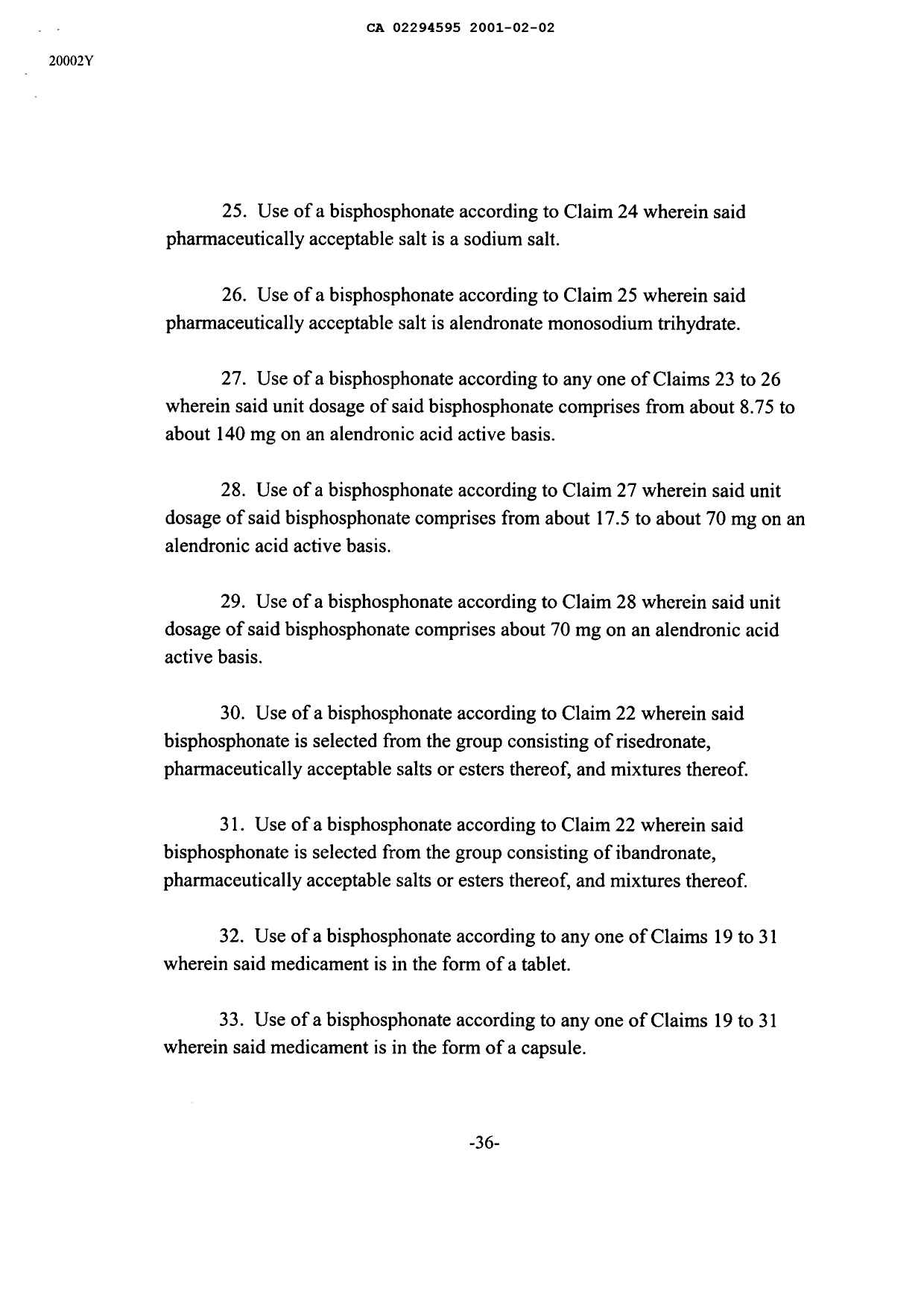 Document de brevet canadien 2294595. Revendications 20001202. Image 4 de 22