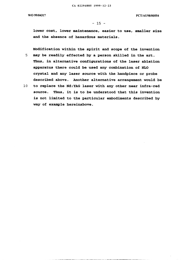 Canadian Patent Document 2294885. Description 19991223. Image 15 of 15