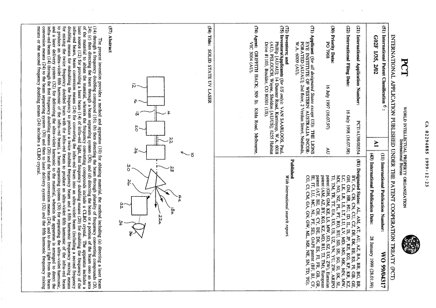 Canadian Patent Document 2294885. Abstract 19991223. Image 1 of 1