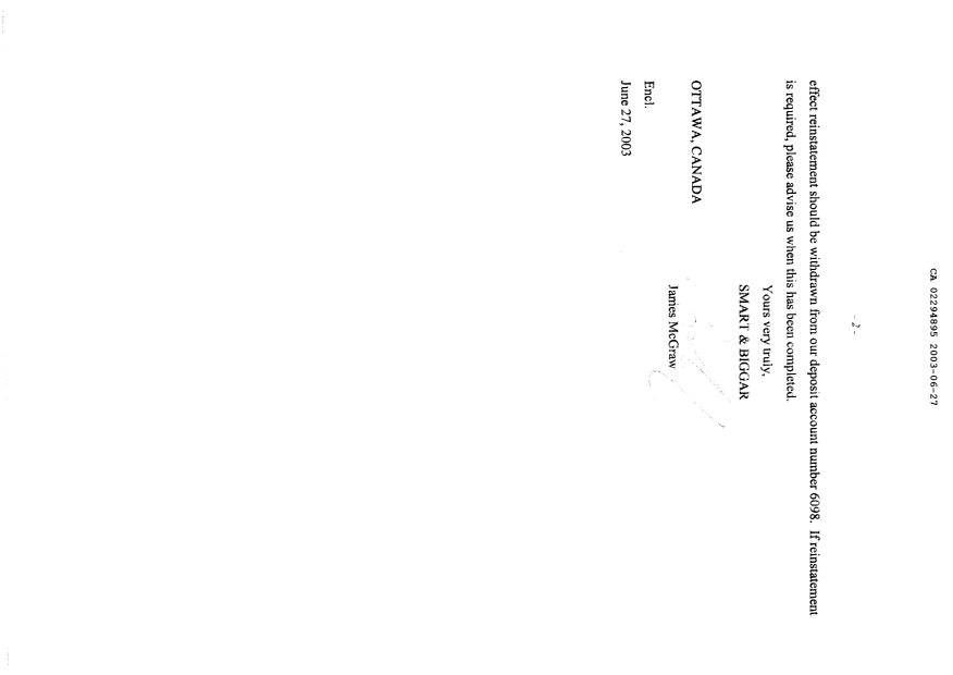 Canadian Patent Document 2294895. Prosecution-Amendment 20030627. Image 2 of 6