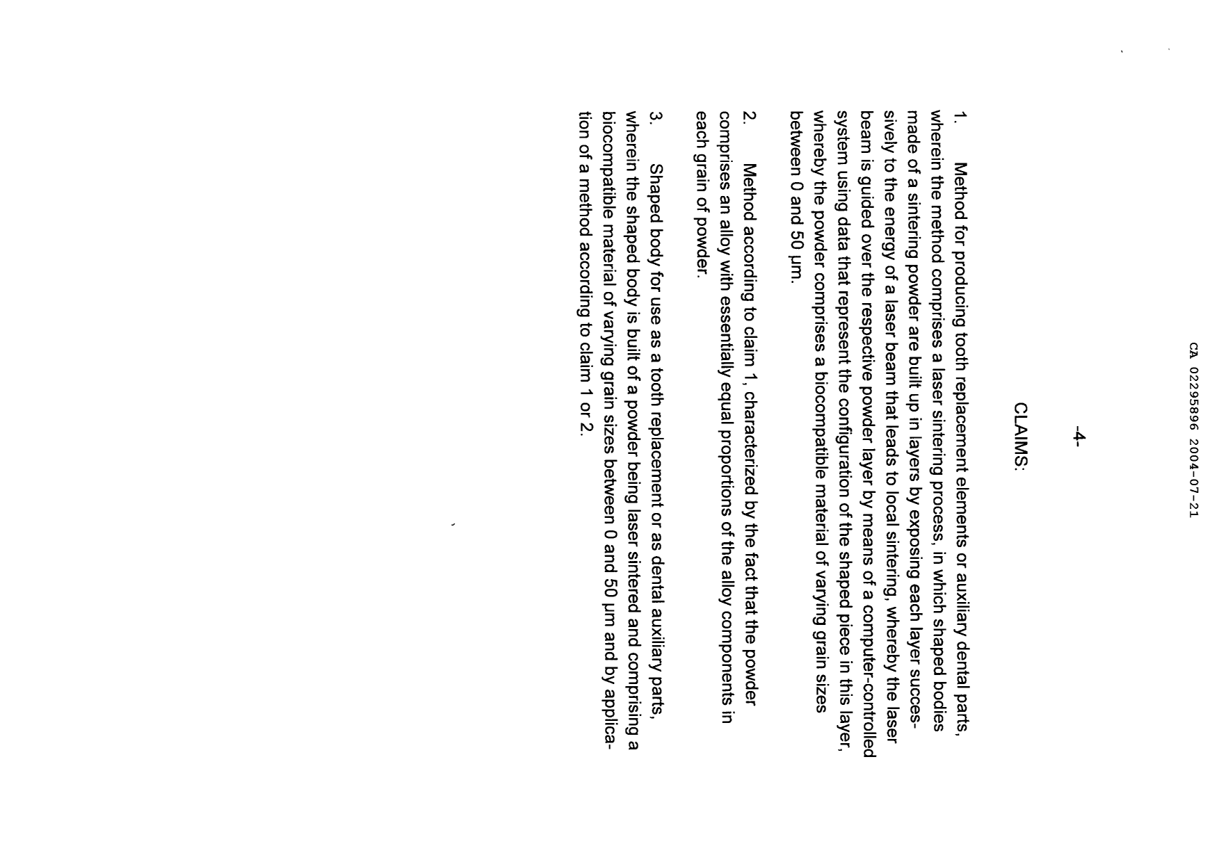 Document de brevet canadien 2295896. Revendications 20031221. Image 1 de 1