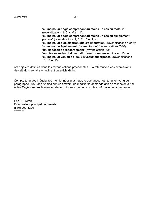 Document de brevet canadien 2296986. Poursuite-Amendment 20060119. Image 2 de 2