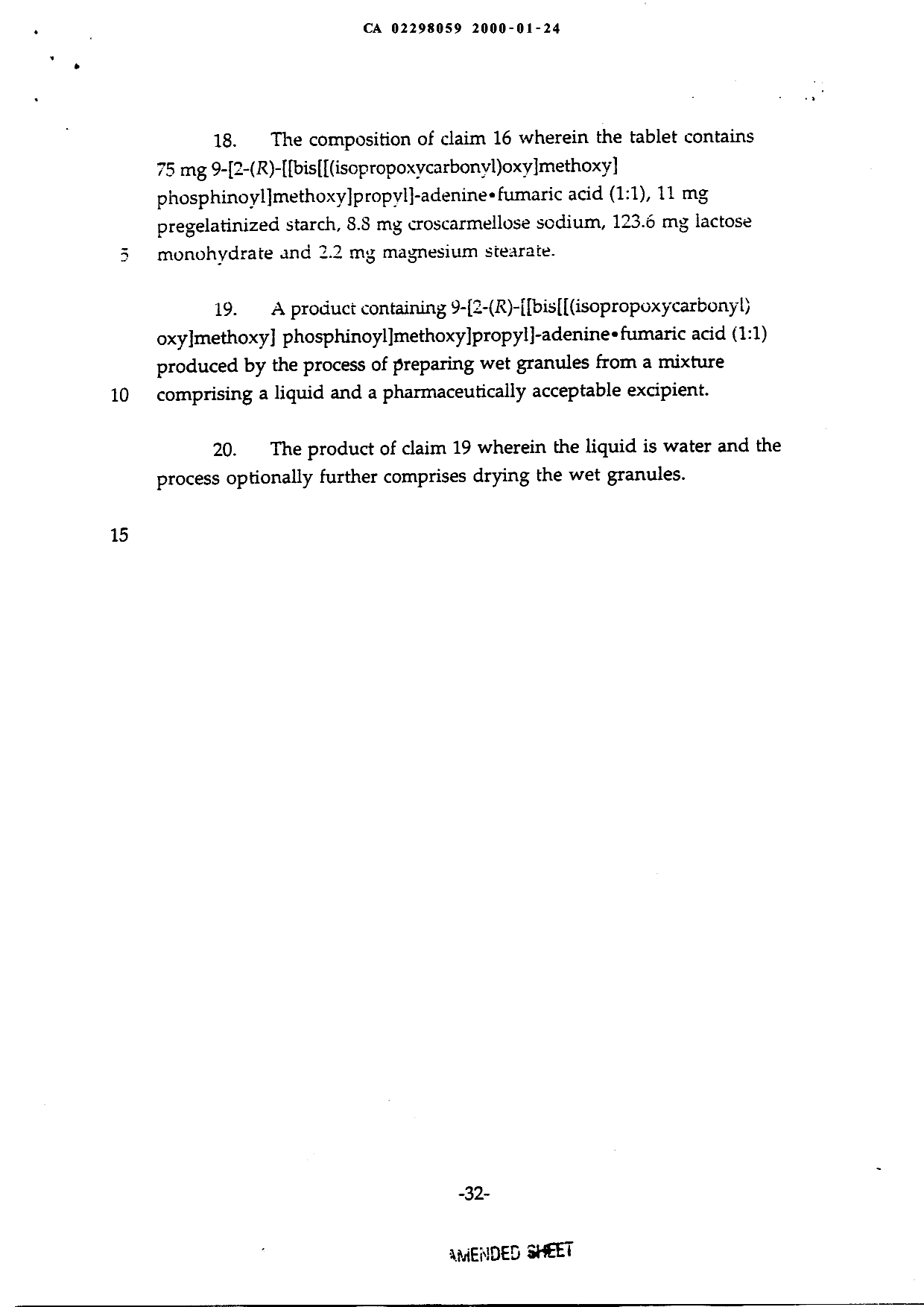 Document de brevet canadien 2298059. Revendications 19991224. Image 3 de 3