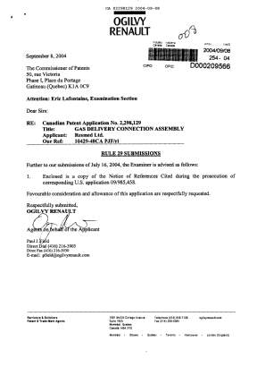 Document de brevet canadien 2298129. Poursuite-Amendment 20040908. Image 1 de 1