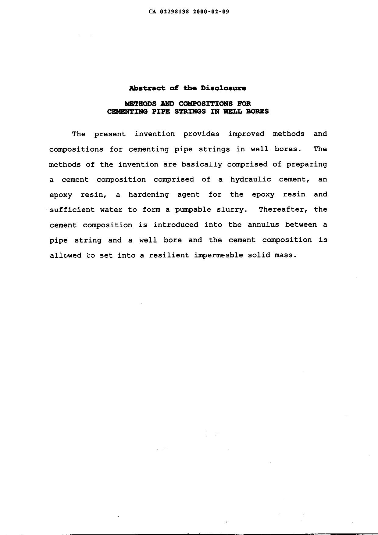 Document de brevet canadien 2298138. Abrégé 20000209. Image 1 de 1