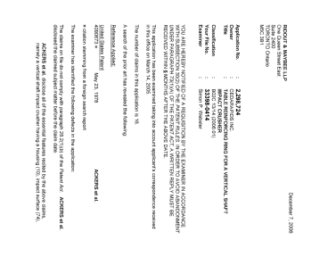 Canadian Patent Document 2298724. Prosecution-Amendment 20061207. Image 1 of 2