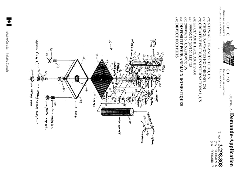 Canadian Patent Document 2298808. Cover Page 20000814. Image 1 of 2