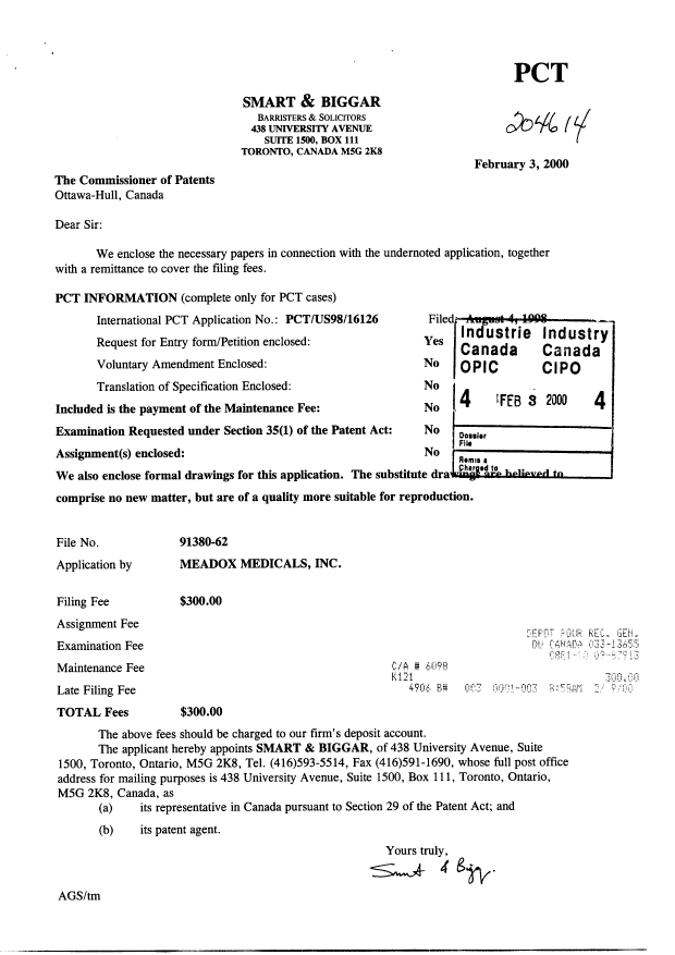 Document de brevet canadien 2299241. Cession 19991203. Image 1 de 2
