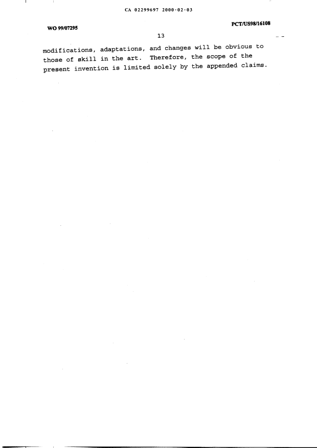 Document de brevet canadien 2299697. Description 20000203. Image 13 de 13