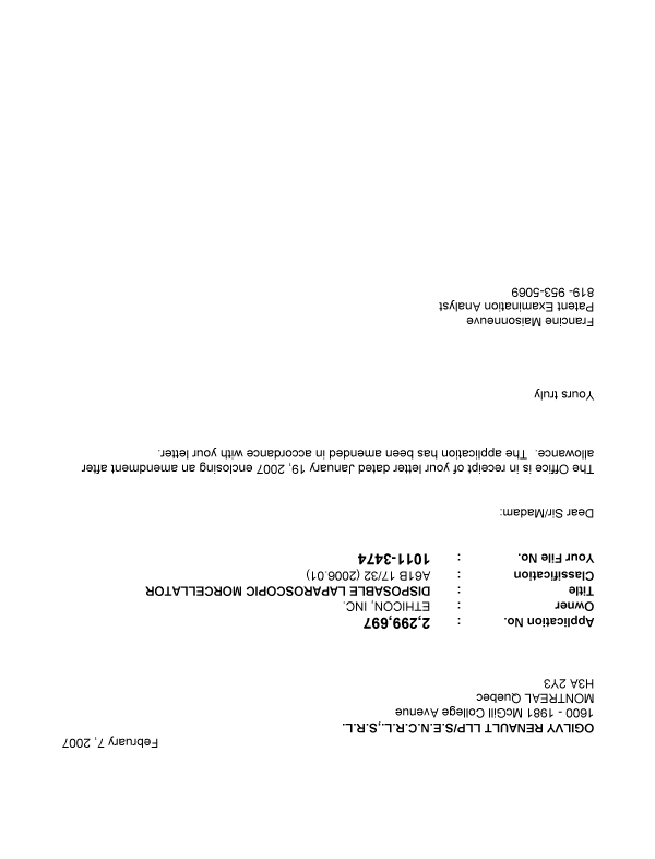 Document de brevet canadien 2299697. Poursuite-Amendment 20070207. Image 1 de 1
