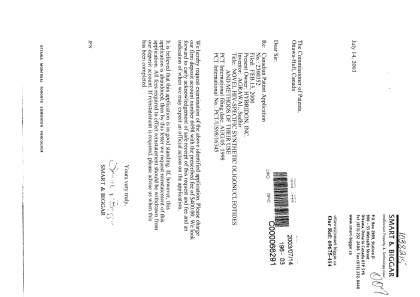 Canadian Patent Document 2300352. Prosecution-Amendment 20030714. Image 1 of 1