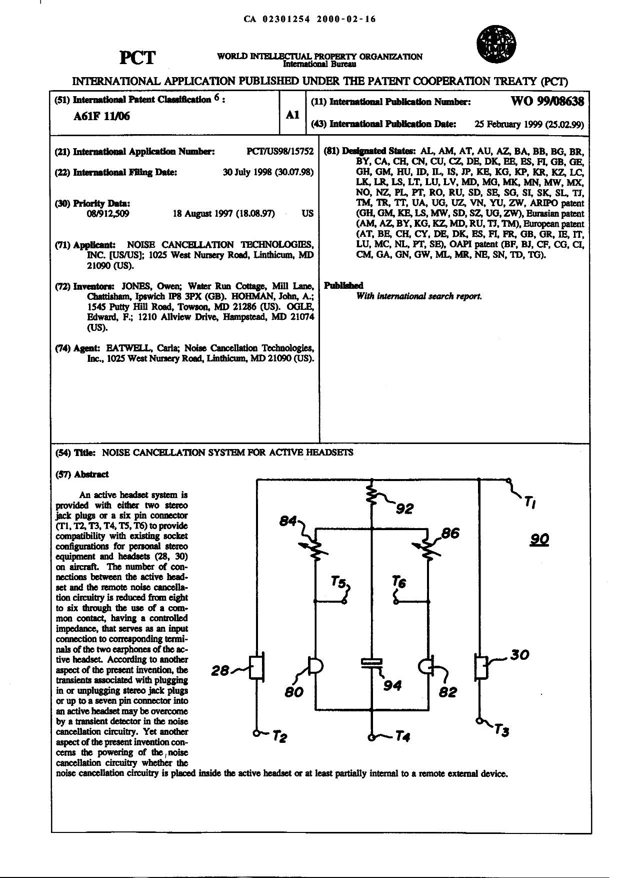 Document de brevet canadien 2301254. Abrégé 20000216. Image 1 de 1