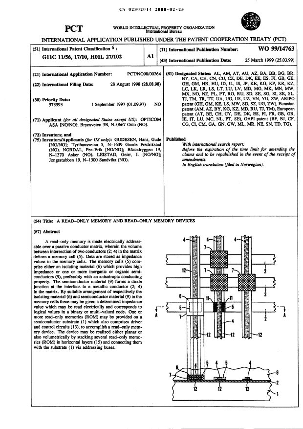 Canadian Patent Document 2302014. Abstract 20000225. Image 1 of 1