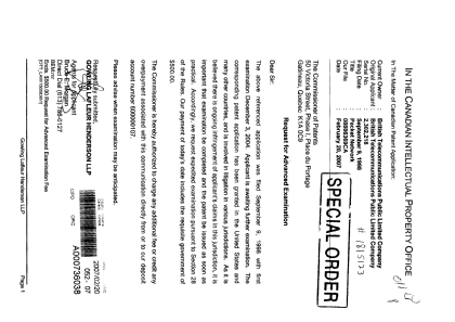 Canadian Patent Document 2302218. Prosecution-Amendment 20070220. Image 1 of 1