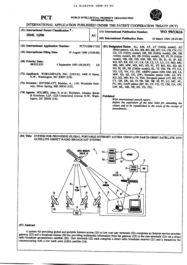 Canadian Patent Document 2302946. Abstract 20000302. Image 1 of 1