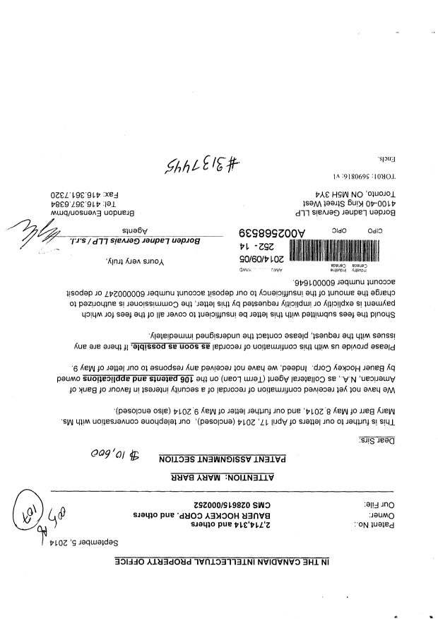 Document de brevet canadien 2302953. Cession 20131205. Image 1 de 23