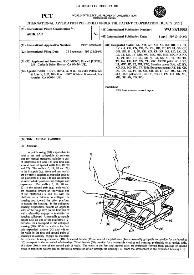 Canadian Patent Document 2303415. Abstract 20000308. Image 1 of 1